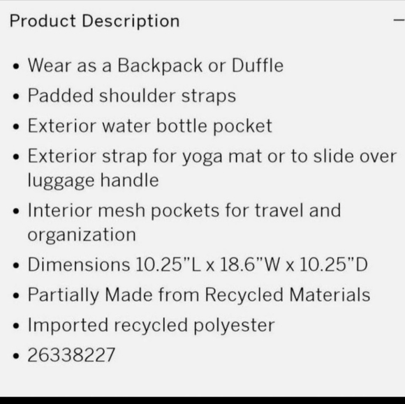 Victoria's Secret PINK Duffel Bag Convertible Backpack Unisex NWT - Picture 13 of 14